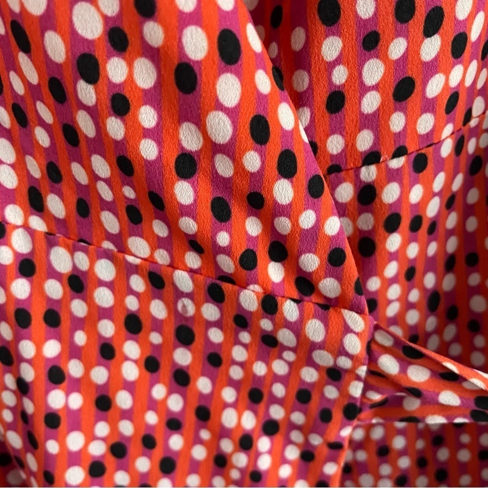 Hutch x Anthropologie Orange Dots Stripes Flutter Wrap Midi Dress 20719 - Picture 9 of 14